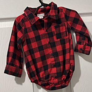 Mud Pie Red and Black Plaid Button Down Shirt